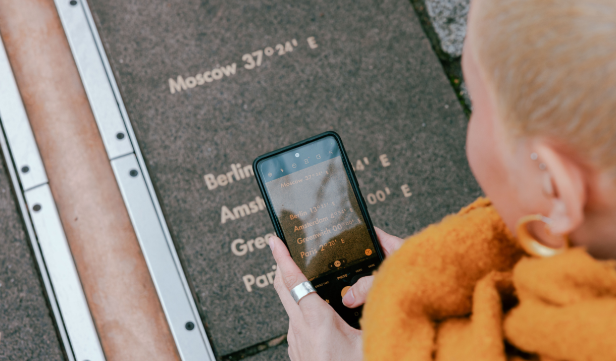 Taking a photo of the Meridian Line at the Royal Observatory, Greenwich